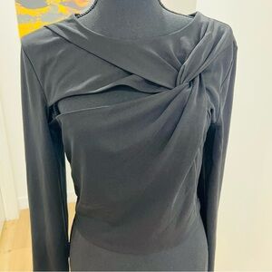 NICHOLAS Black Cut-Out Draped Crop Top